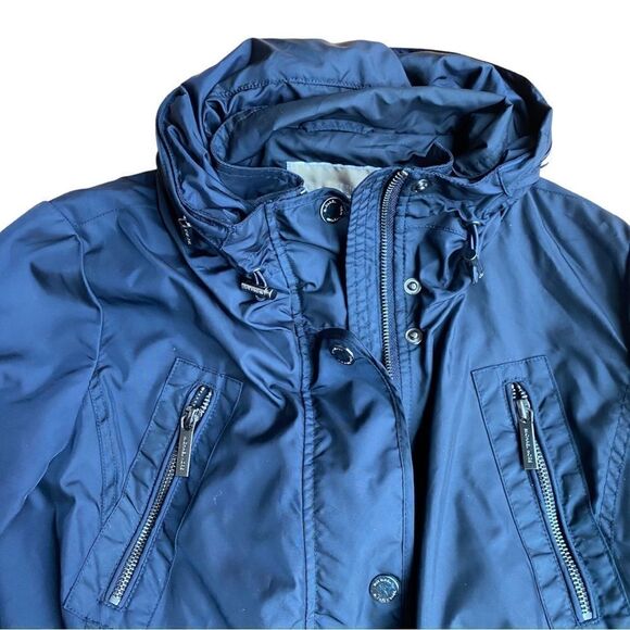 Michael Kors Rain Utility Jacket Coat Hooded Size XS Navy - Picture 6 of 10